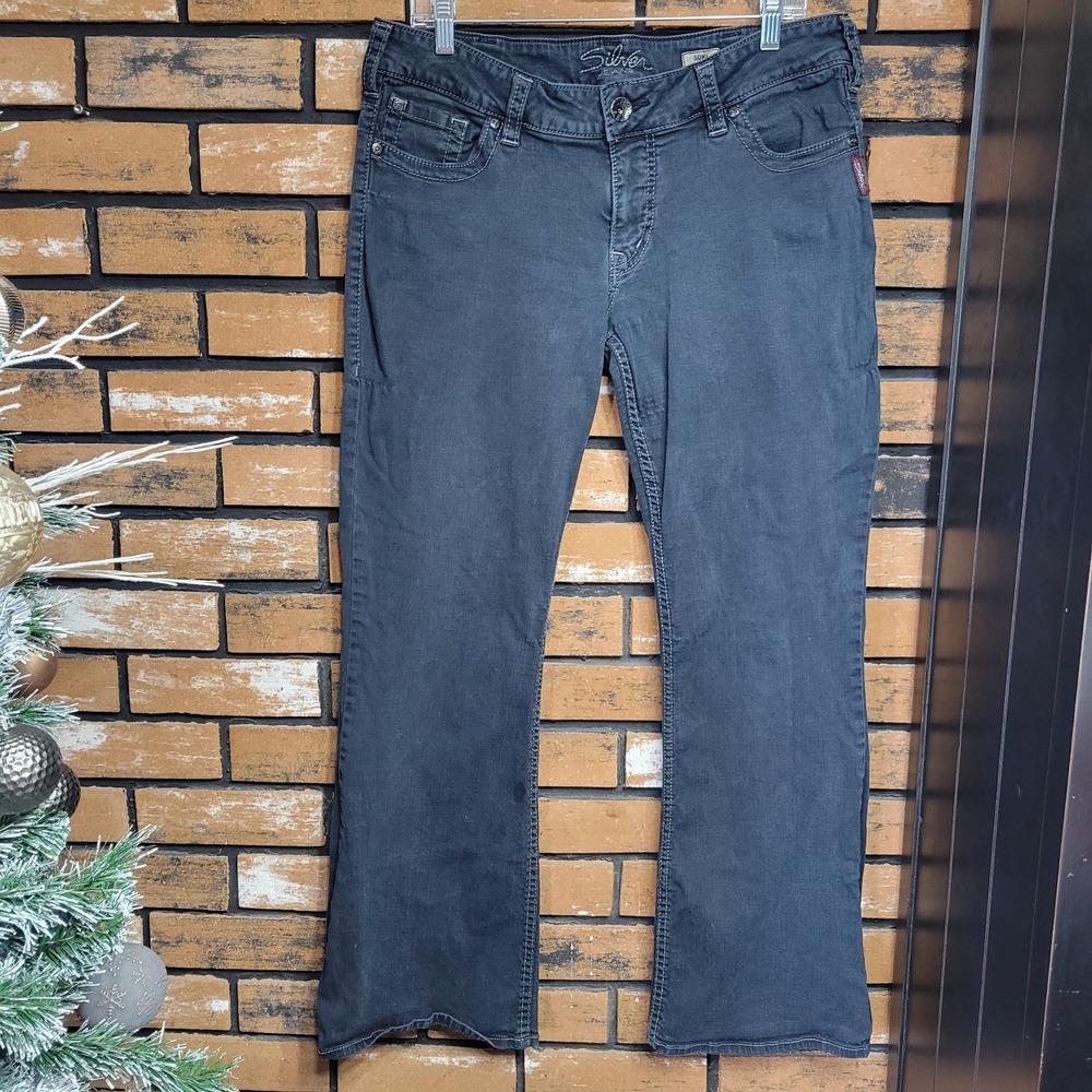Silver Jeans Suki‎ Boot Women's 34x32 Black Stretch Denim Bootcut Western Y2K